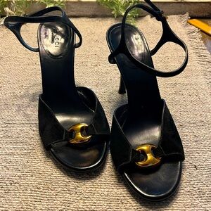 Gucci strappy high heel suede shoes